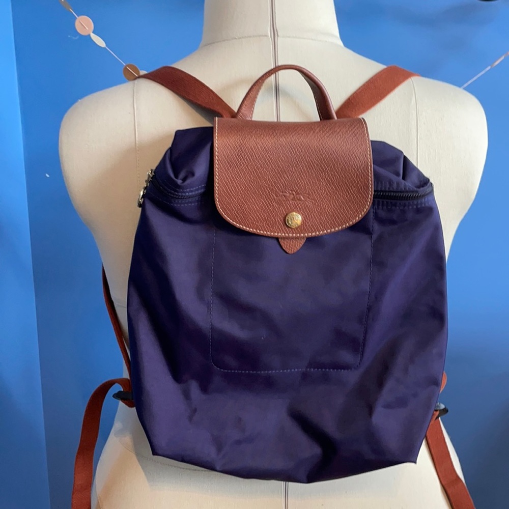 Longchamp Le Pliage Backpack in Bilberry